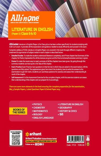 All In One Class 9th and 10th Literature in English (Paper 2) for ICSE Exam 2024