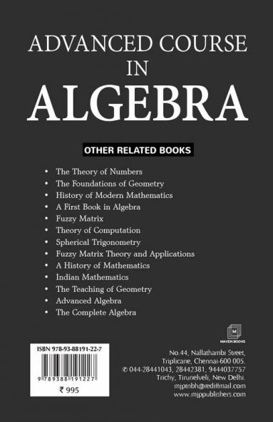 Advanced Course In Algebra