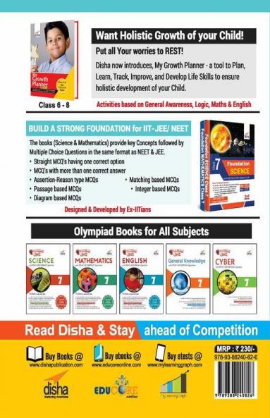 30 Mock Test Series for Olympiads Class 7 Science Mathematics English Logical Reasoning GK & Cyber