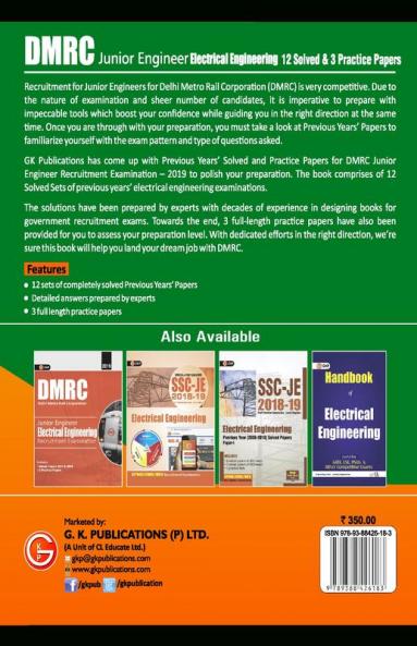 DMRC 2019 : Junior Engineer  Electrical Engineering  Previous Years' Solved Papers (15 Sets)