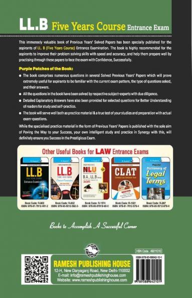 LL.B Five Years Course Entrance Exam Previous Years' Papers [Solved]