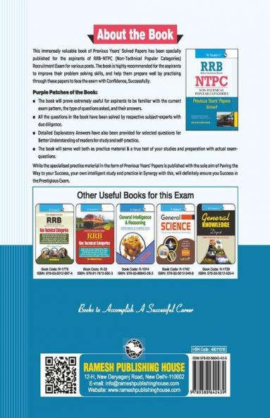 RRB-NTPC : Graduate & Undergraduate Level Posts (1st Stage Exam) Previous Years’ Papers (With Answers)