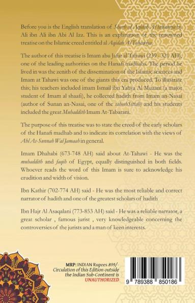 Commentary on the Creed of At-Tahawi - ibn Abi al Izz