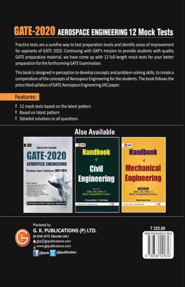 GATE 2020 - Aerospace Engineering - 12 Mock Tests