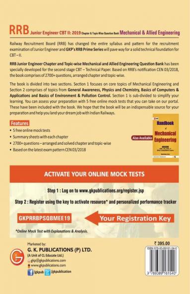 RRB (Railway Recruitment Board) Prime Series 2019 : Junior Engineer CBT 2 - Chapter-wise and Topic-Wise Question Bank - Mechanical & Allied Engineering