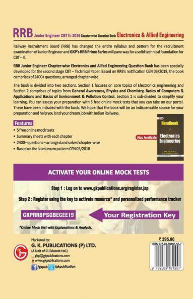 RRB (Railway Recruitment Board) Prime Series 2019 : Junior Engineer CBT 2 - Chapter-wise and Topic-Wise Question Bank - Electronics & Allied Engineering