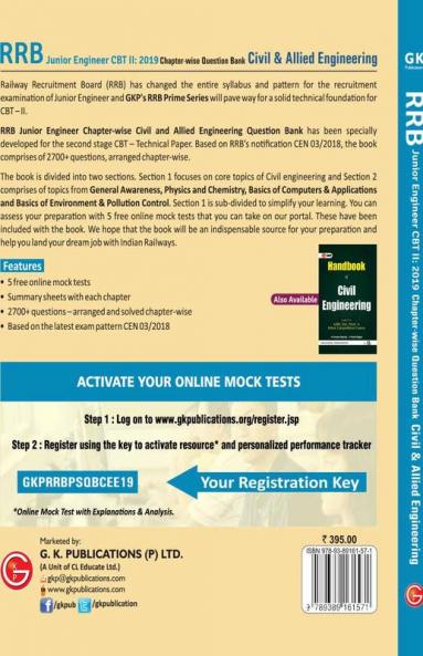 RRB (Railway Recruitment Board) Prime Series 2019 : Junior Engineer CBT 2 - Chapter-wise and Topic-Wise Question Bank - Civil & Allied Engineering