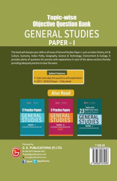 Topic Wise Objective Question Bank General Studies Paper I for Civil Services Preliminary Examination 2020