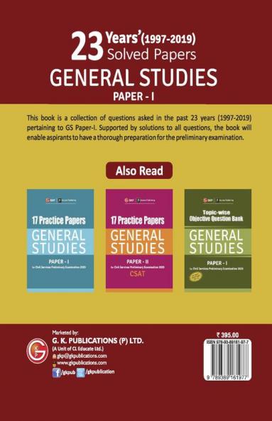 23 Years Solved Papers 1997-2019 General Studies Paper I for Civil Services Preliminary Examination 2020