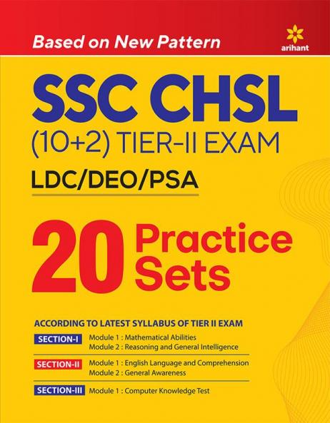 SSC CHSL (10+2) LDC/DEO/PSA Exam (Tier 2) 20 Practice Sets