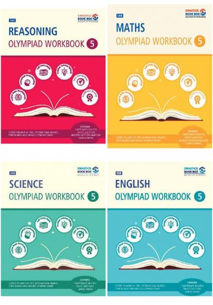 SBB Reasoning Maths Science and English Olympiad Workbook Combo - Class 5