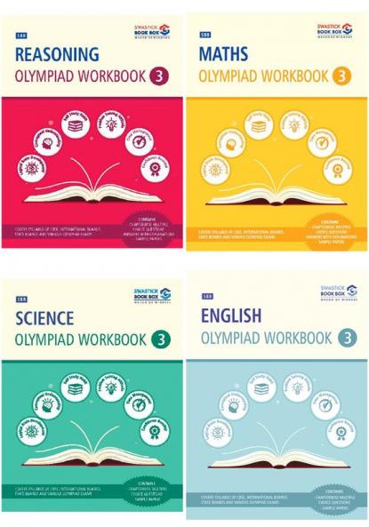 SBB Reasoning Maths Science and English Olympiad Workbook Combo - Class 3