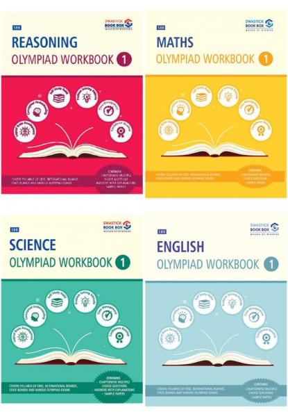 SBB Reasoning Maths Science and English Olympiad Workbook Combo - Class 1