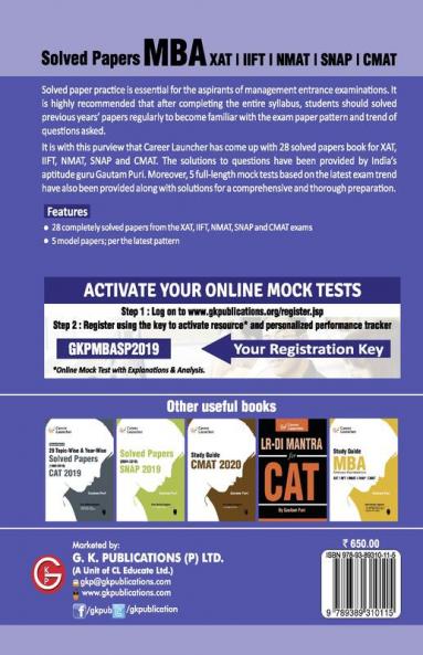 MBA 2019-20 : Solved Papers (XAT|IIFT|NMAT|SNAP|CMAT)