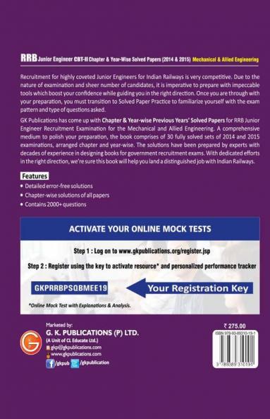 RRB 2019 - Junior Engineer CBT II 30 Sets : Chapter-Wise & Year-Wise solved Papers (2014 & 2015) - Mechanical & Allied Engineering