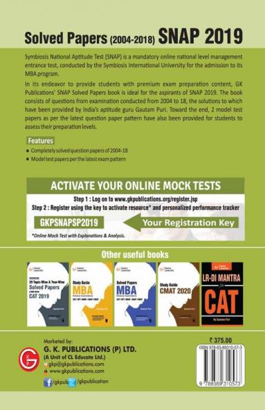 SNAP (Symbiosis National Aptitude Test) 2020 Solved Papers 2004-2018 by Gautam Puri