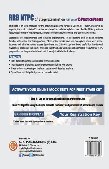 RRB NTPC 2019-20 : 15 Practice Papers (CBT 1st Stage)