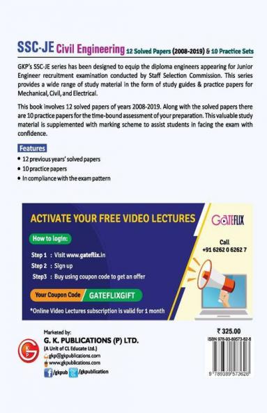 SSC JE 2020 : Civil Engineering - 12 Solved Paper (2008-19) & 10 Practice Sets
