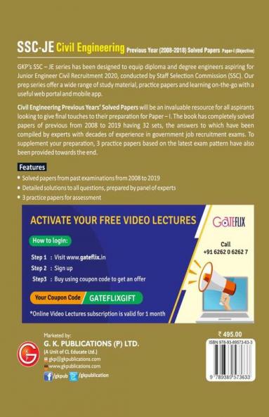 SSC JE 2020 : Civil Engineering - Previous Years Solved Papers (2008-19)