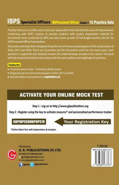 IBPS 2019 : Specialist Officers HR/Personnel Officer Scale I (Preliminary & Main)- 15 Practice Sets
