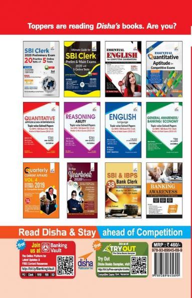 17 Solved Papers & 20 Practice Sets for SBI Clerk Prelim & Main Exams 2020 with 5 Online Tests (8th edition)