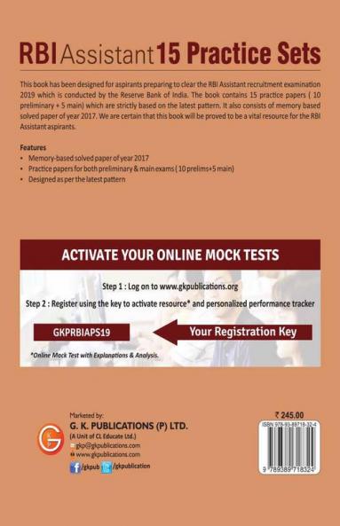 RBI (Reserve Bank of India) 2020 : Assistant - 15 Practice Sets