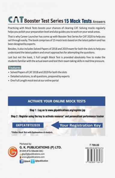 Booster Test Series 2020 - CAT (Common Admission Test) 15 Mock Tests (Questions Answers & Explanations)