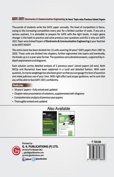GATE 2021 - Topic-wise Previous Solved Papers - 34 Years' Solved Papers- Electronics and Communication Engineering