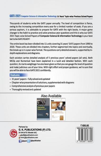 GATE 2021 - Topic-wise Previous Solved Papers - 31 Years' Solved Papers- Computer Science and Information Technology