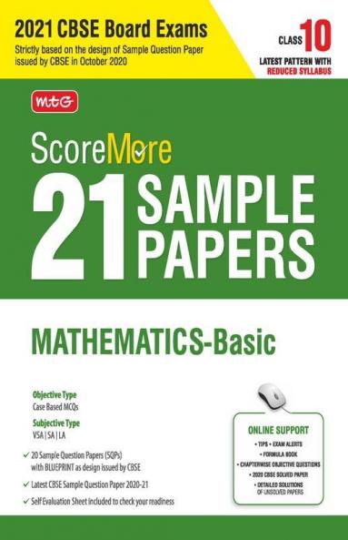 ScoreMore 21 Sample Papers For CBSE Board Exam 2021-22 - Class 10 Mathematics Basic