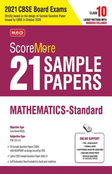 ScoreMore 21 Sample Papers For CBSE Board Exam 2021-22 - Class 10 Mathematics Standard