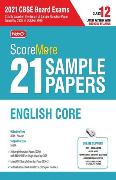 ScoreMore 21 Sample Papers For CBSE Board Exam 2021-22 – Class 12 English Core