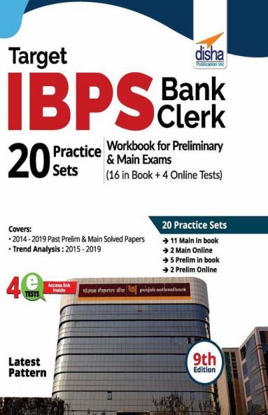 Target IBPS Bank Clerk 20 Practice Sets Workbook for Preliminary & Main Exams (16 in Book + 4 Online Tests) 9th Edition