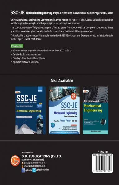 SSC 2021 : Junior Engineer - Mechanical Engineering Paper II - Conventional Solved Papers (2007-2018)