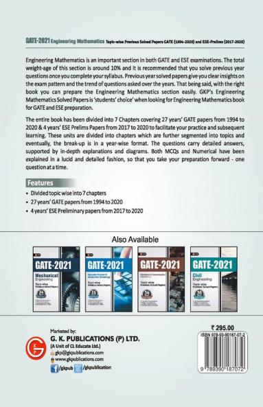 GATE 2021 & ESE Prelim 2021 - Engineering Mathematics - Topicwise Previous Solved Papers