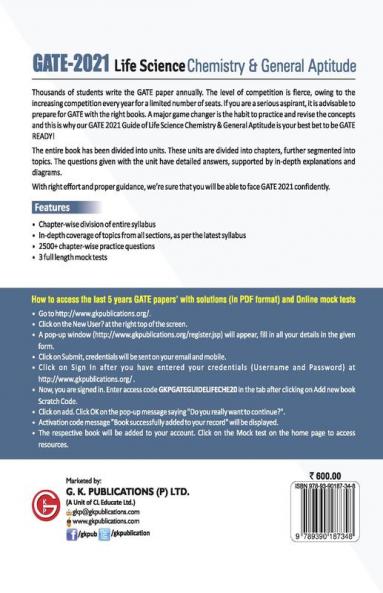 GATE 2021 - Guide - Life Science Chemistry & General Aptitude (Compulsory)