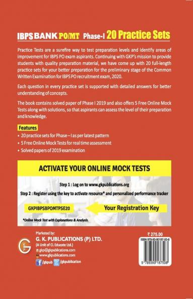 IBPS 2020 : Bank PO/MT Phase I - 20 Practice Sets