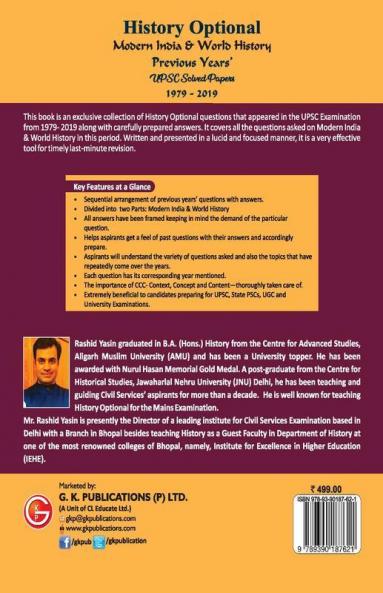 History Optional - Modern India & World History - Previous Year's UPSC Solved Papers 1979-2019