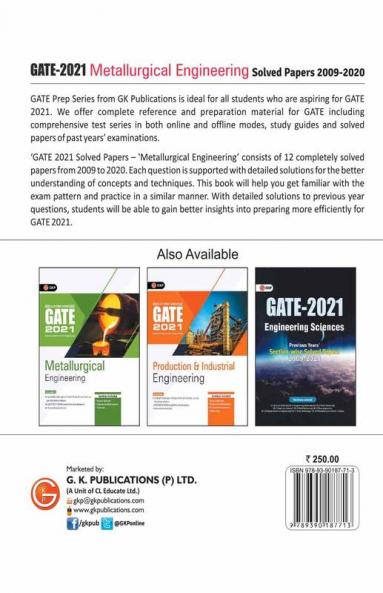 GATE 2021 Metallurgical Engineering Solved Papers (2009-2020)