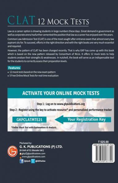 CLAT 2021 : 12 Mock Tests