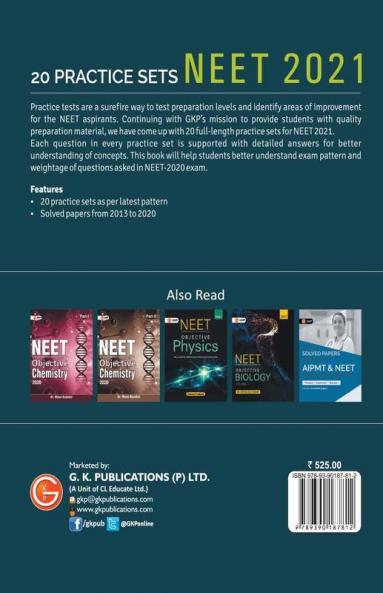 NEET 2021 - 20 Practice Sets (Includes Solved Papers 2013-2020)