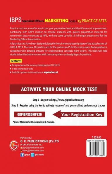 IBPS 2020 : Specialist Officers - Marketing Scale I (Preliminary & Mains)- 15 Practice Sets