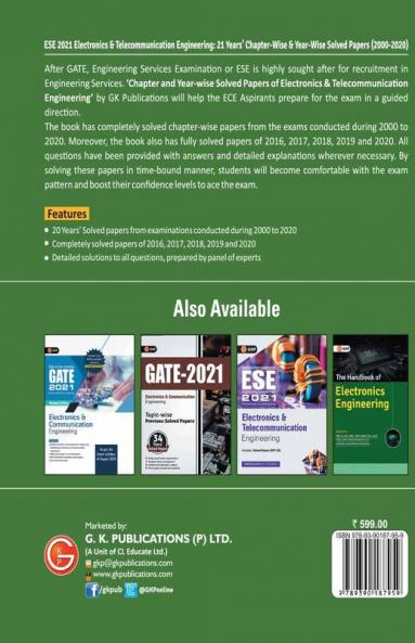 UPSC ESE 2021 : Electronics & Telecommunication Engineering - Chapter Wise & Year Wise Solved Papers 2000-2020