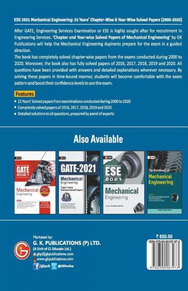 UPSC ESE 2021 : Mechanical Engineering -Chapter Wise & Year Wise Solved Papers 2000-2020