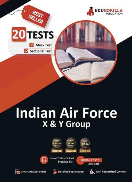 Air Force X & Y Group | 1100+ Objective Questions (8 Full-length Mock Tests + 12 Sectional Tests) | Free Access to Online Tests