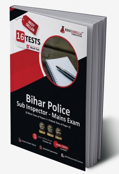 Bihar Police Sub Inspector Mains Exam 2023 (Paper 1 and 2) - 16 Full Length Mock Tests (1600 Solved Practice Questions) with Free Access to Online Tests