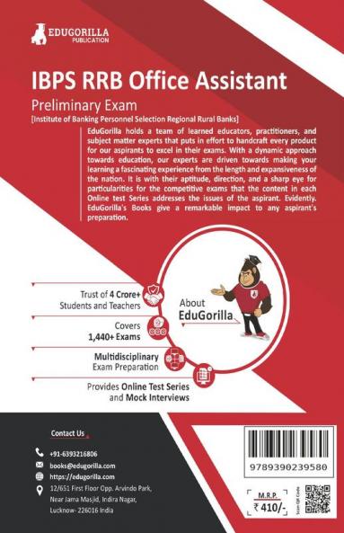 EduGorilla IBPS RRB Office Assistant Prelims Book 2024 (English Edition) - 10 Full Length Mock Tests and 3 Previous Year Papers with Free Access to Online Tests