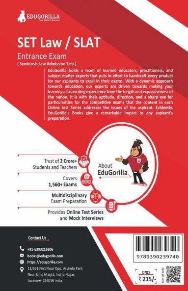 SET Law/SLAT (Symbiosis Law Admission Test) Entrance Exam 2023 - 8 Mock Tests and 15 Sectional Tests with Free Access to Online Tests