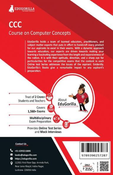 CCC Book 2023 : Course on Computer Concepts Based on NIELIT (English Edition) - 10 Full Length Mock Tests (1000 Solved Objective Questions) with Free Access to Online Tests