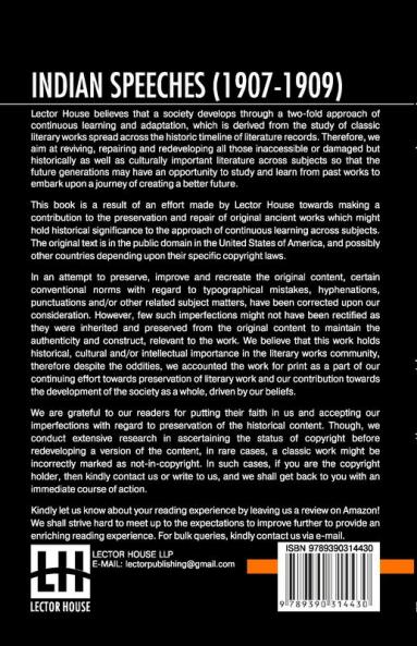 Indian Speeches (1907-1909)